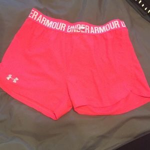 Under armor hot pink work out shorts. XS